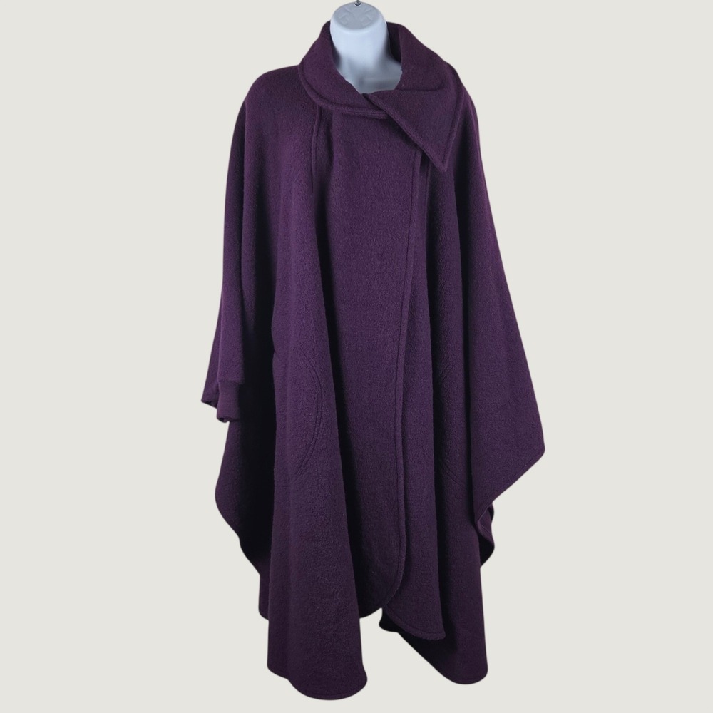 Vintage Tundra Cape Purple Virgin Wool Wrap Poncho Coat Old Money Grandmacore